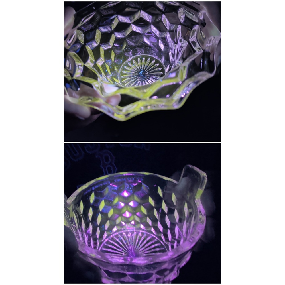 Vintage Fostoria American Glass Cubist Ice Bucket and Small Bowl